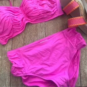 Bleu Rod Beattie Vibrant Pink Bikini Bottom with side ruching, Size 14, NWT